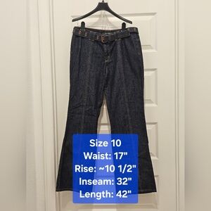 DKNY Women's Dark Blue Wide Leg Belted Jeans, NWOT, Size 10